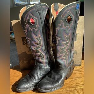 Tony Lama 9.5D 3R RR1015 Black Cowboy Buckaroo Boots